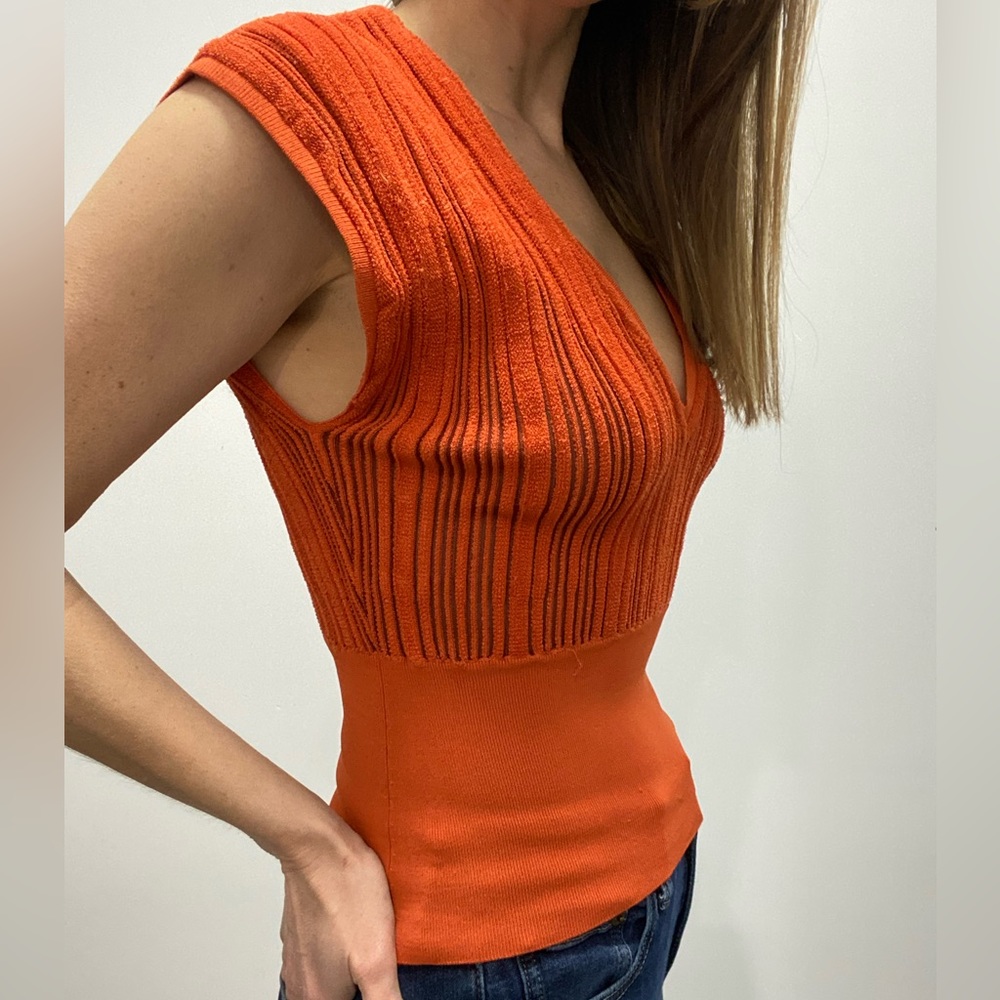 Orange ribbed Ulla Johnson tank top